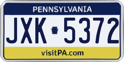 PA license plate JXK5372
