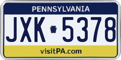 PA license plate JXK5378