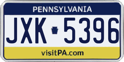 PA license plate JXK5396
