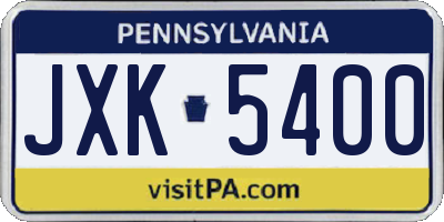 PA license plate JXK5400