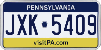 PA license plate JXK5409