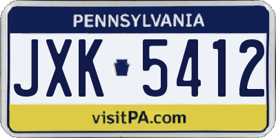 PA license plate JXK5412
