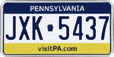 PA license plate JXK5437