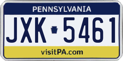 PA license plate JXK5461