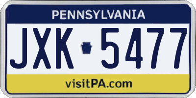 PA license plate JXK5477