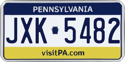 PA license plate JXK5482