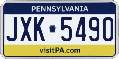 PA license plate JXK5490
