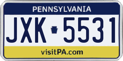 PA license plate JXK5531