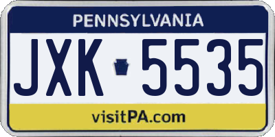 PA license plate JXK5535