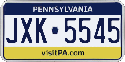 PA license plate JXK5545