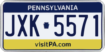 PA license plate JXK5571