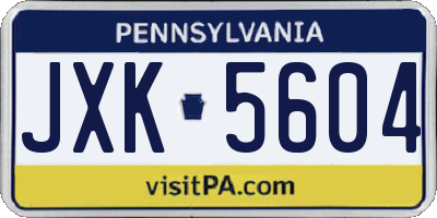 PA license plate JXK5604