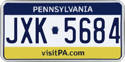 PA license plate JXK5684
