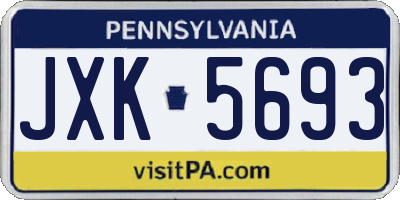 PA license plate JXK5693