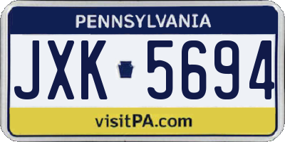 PA license plate JXK5694