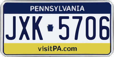 PA license plate JXK5706