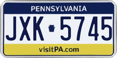 PA license plate JXK5745