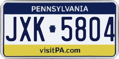 PA license plate JXK5804
