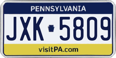 PA license plate JXK5809