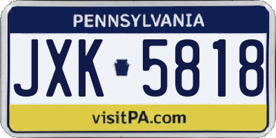 PA license plate JXK5818