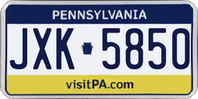PA license plate JXK5850