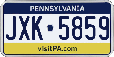 PA license plate JXK5859