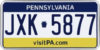 PA license plate JXK5877