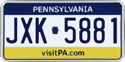 PA license plate JXK5881