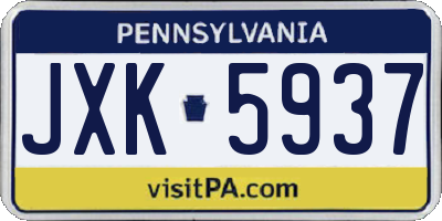 PA license plate JXK5937