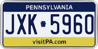 PA license plate JXK5960