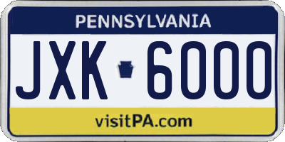 PA license plate JXK6000