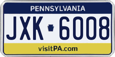 PA license plate JXK6008