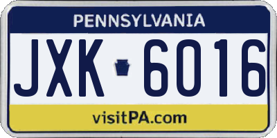 PA license plate JXK6016