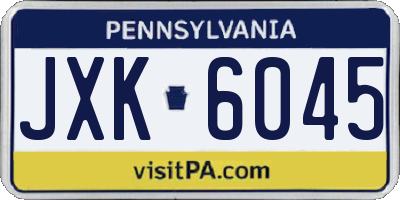 PA license plate JXK6045