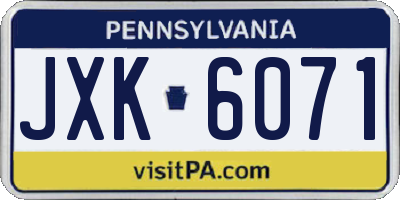 PA license plate JXK6071