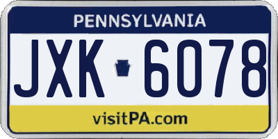 PA license plate JXK6078