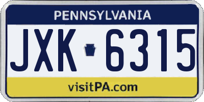 PA license plate JXK6315
