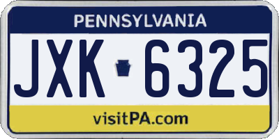 PA license plate JXK6325