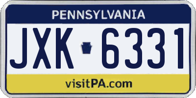 PA license plate JXK6331