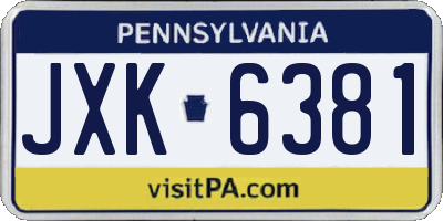 PA license plate JXK6381