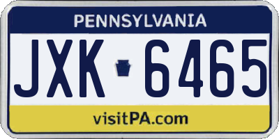 PA license plate JXK6465