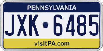 PA license plate JXK6485
