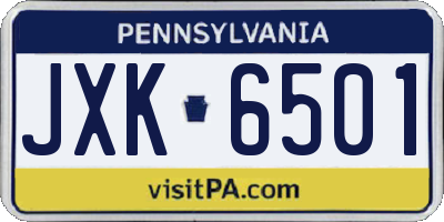 PA license plate JXK6501