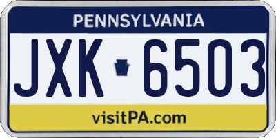 PA license plate JXK6503