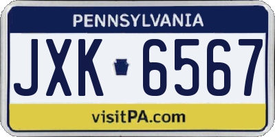 PA license plate JXK6567