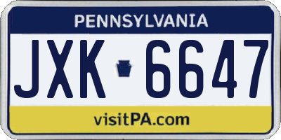 PA license plate JXK6647