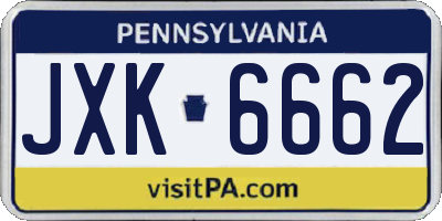 PA license plate JXK6662