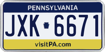 PA license plate JXK6671