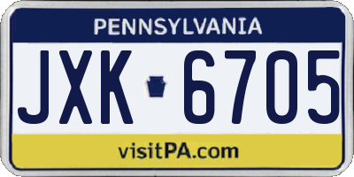 PA license plate JXK6705