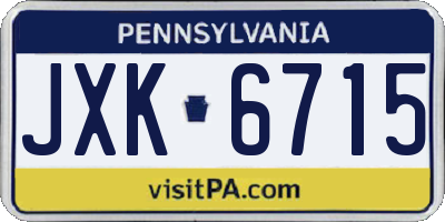 PA license plate JXK6715